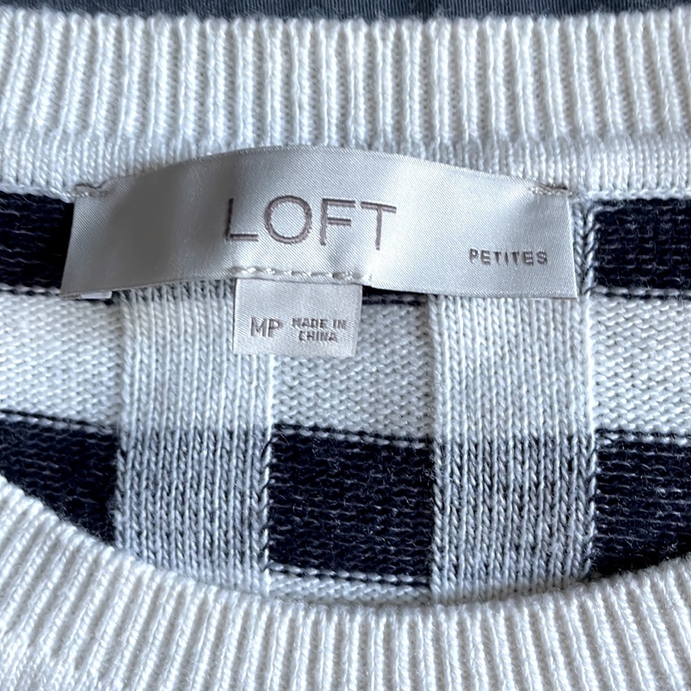 Navy Gingham crewneck Petite M - Picture 2 of 6